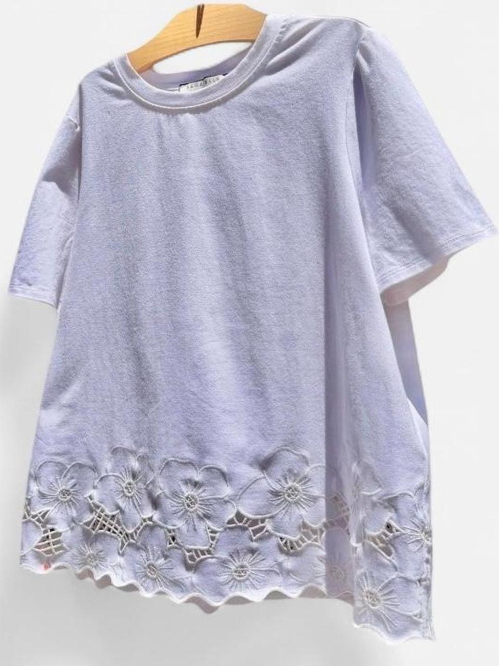 Bagatelle Collection White Cotton Stretch Floral Eyelet Hem T-Shirt XS